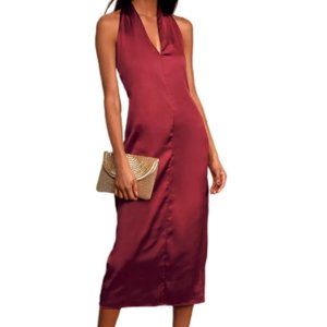 Lulu's satin twist back shift dress burgundy size large